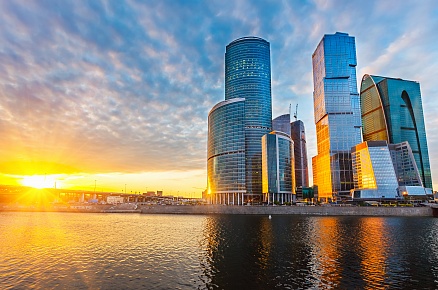 Москва-Сити на закате (HD обои)