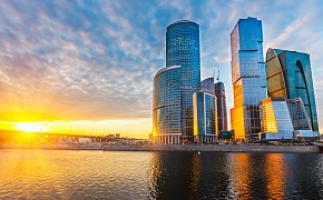 Москва-Сити на закате (HD обои)